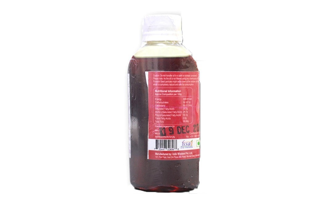 Indic Wisdom Edible Pumpkin Seed Oil    Plastic Bottle  100 millilitre